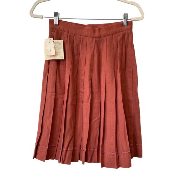 Vintage 90s Susan Bristol Pleated Skirt Size 6 Worsted Wool Rose NEW Deadstock - Picture 1 of 8